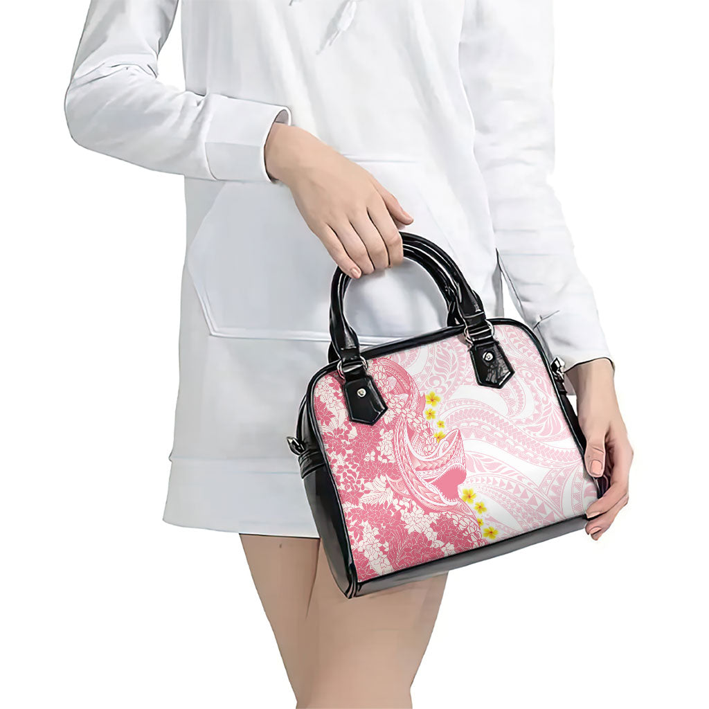 Pink Hawaii Shark Tattoo Shoulder Handbag Puakenikeni Lei Plumeria Polynesian Pattern LT14 - Polynesian Pride