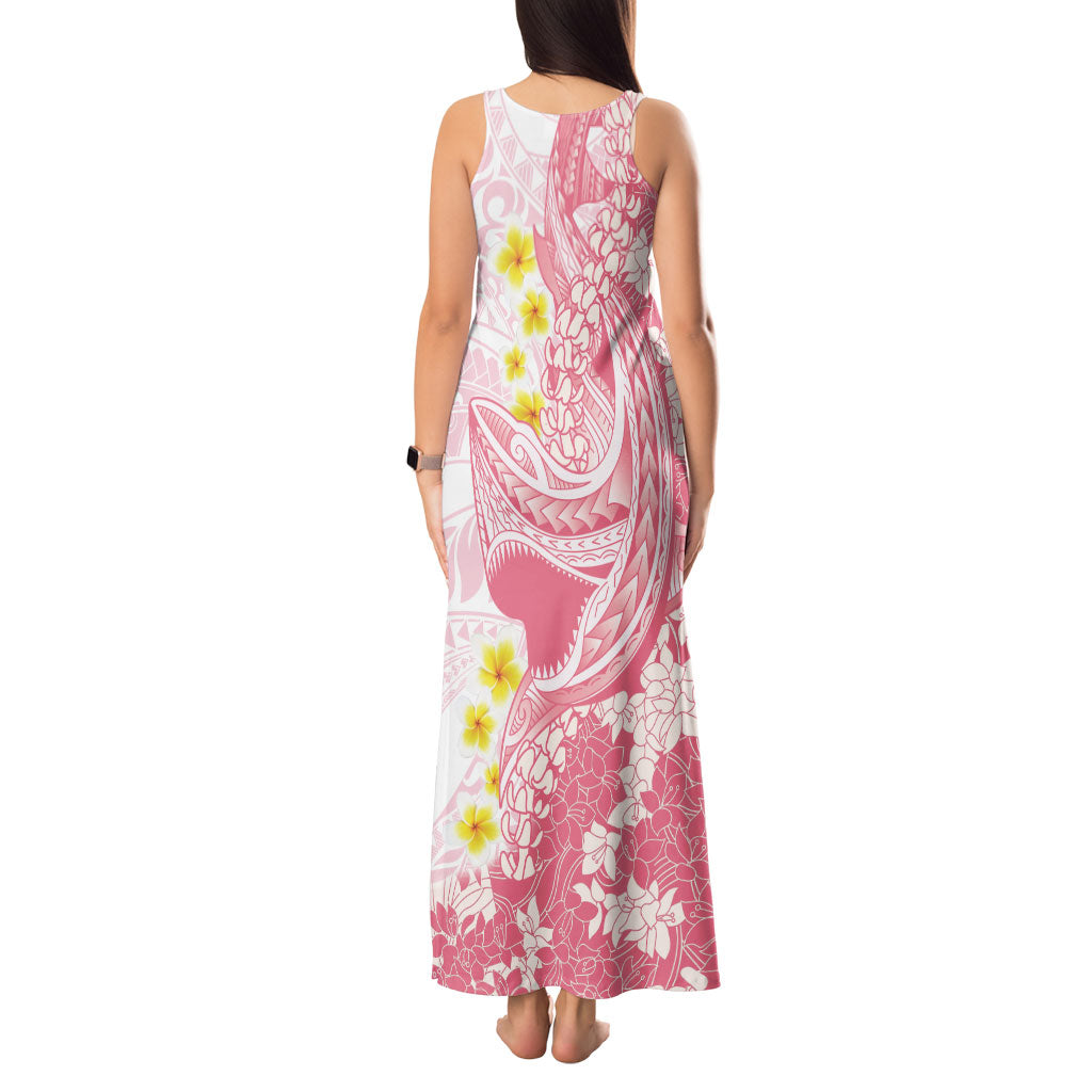 Pink Hawaii Shark Tattoo Tank Maxi Dress Puakenikeni Lei Plumeria Polynesian Pattern