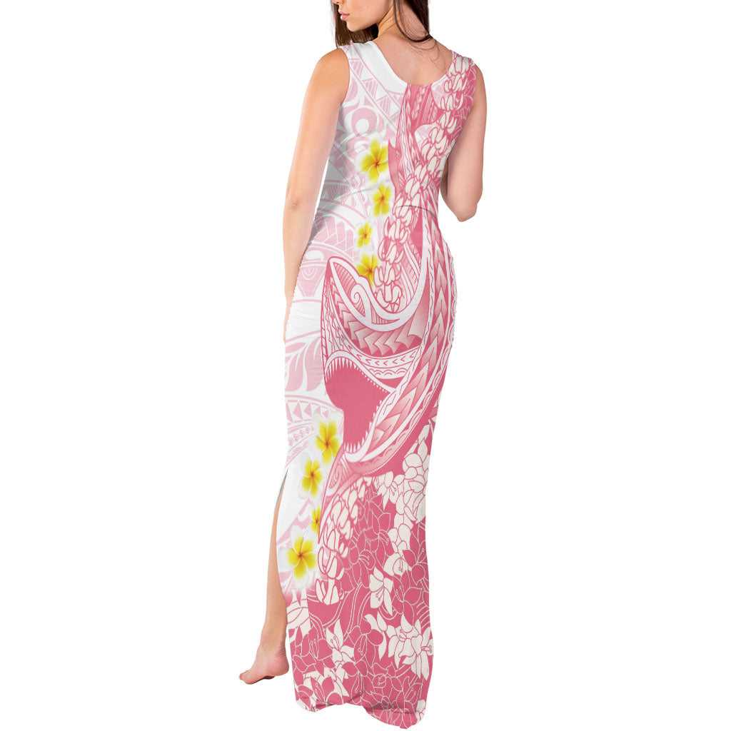 Pink Hawaii Shark Tattoo Tank Maxi Dress Puakenikeni Lei Plumeria Polynesian Pattern