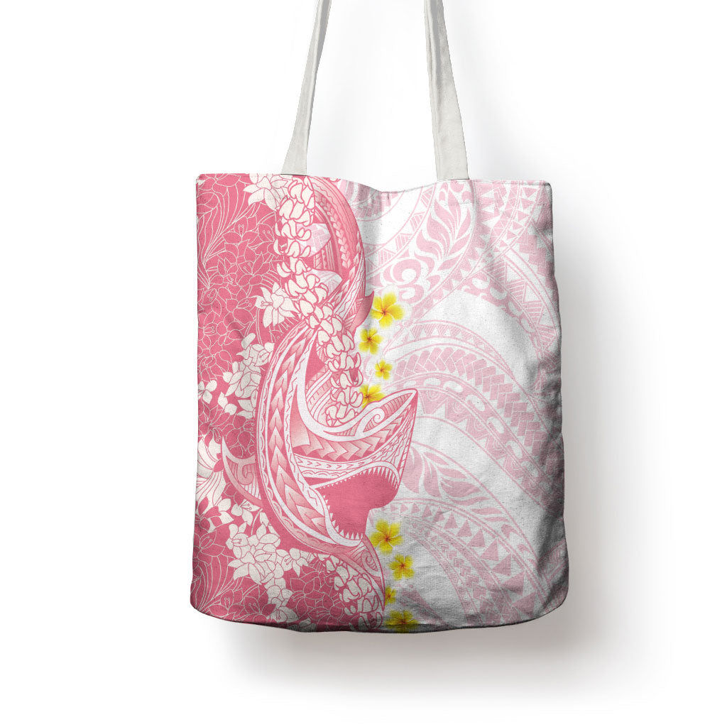 Pink Hawaii Shark Tattoo Tote Bag Puakenikeni Lei Plumeria Polynesian Pattern LT14 - Polynesian Pride