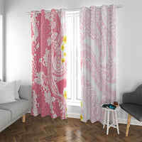 Pink Hawaii Shark Tattoo Window Curtain Puakenikeni Lei Plumeria Polynesian Pattern