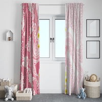 Pink Hawaii Shark Tattoo Window Curtain Puakenikeni Lei Plumeria Polynesian Pattern