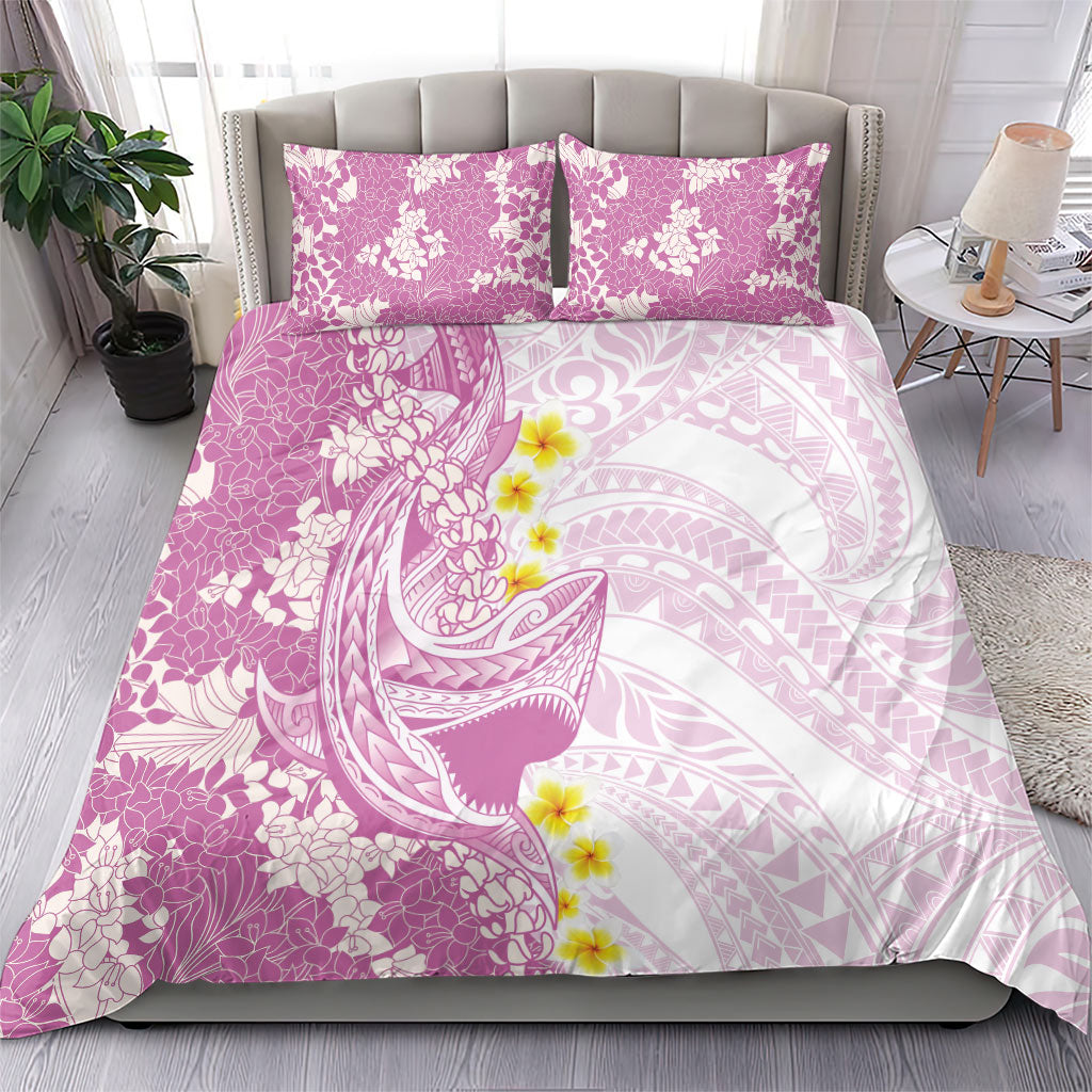 Purple Hawaii Shark Tattoo Bedding Set Puakenikeni Lei Plumeria Polynesian Pattern LT14 - Polynesian Pride