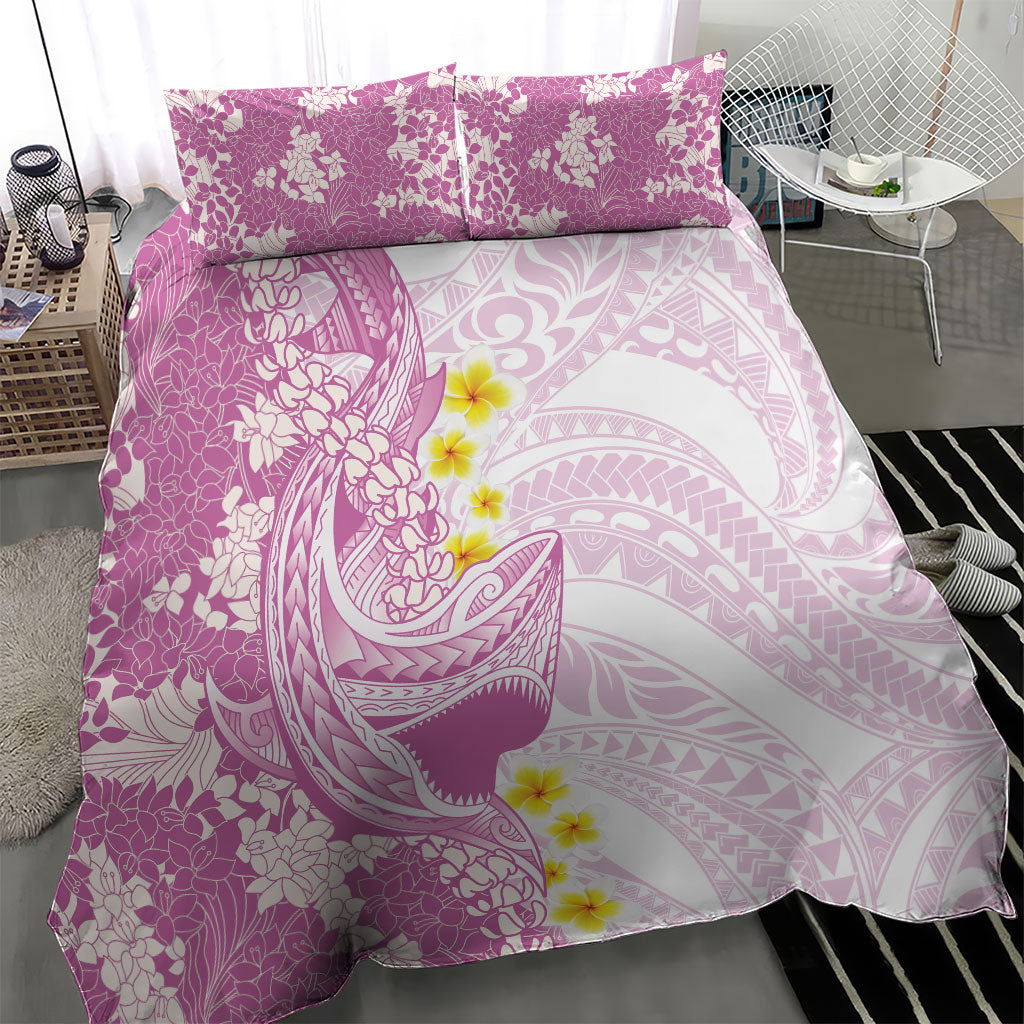Purple Hawaii Shark Tattoo Bedding Set Puakenikeni Lei Plumeria Polynesian Pattern LT14 - Polynesian Pride