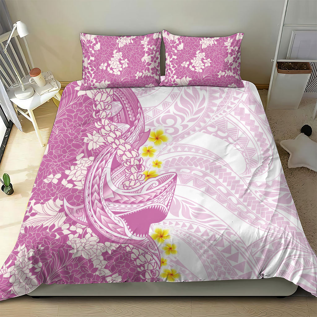 Purple Hawaii Shark Tattoo Bedding Set Puakenikeni Lei Plumeria Polynesian Pattern LT14 - Polynesian Pride