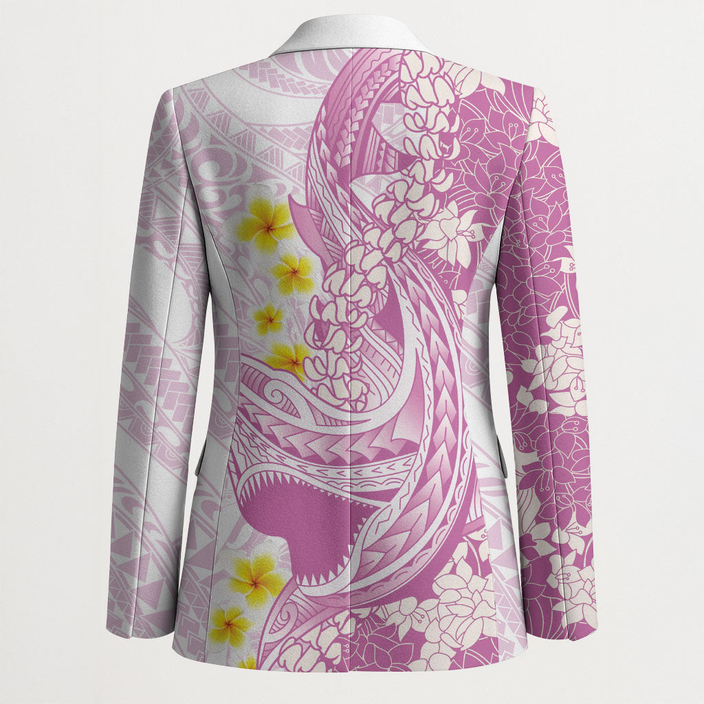 Purple Hawaii Shark Tattoo Blazer Puakenikeni Lei Plumeria Polynesian Pattern