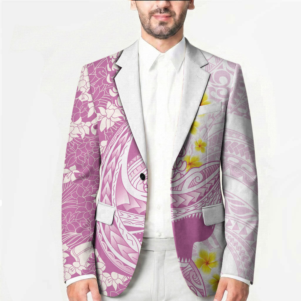 Purple Hawaii Shark Tattoo Blazer Puakenikeni Lei Plumeria Polynesian Pattern