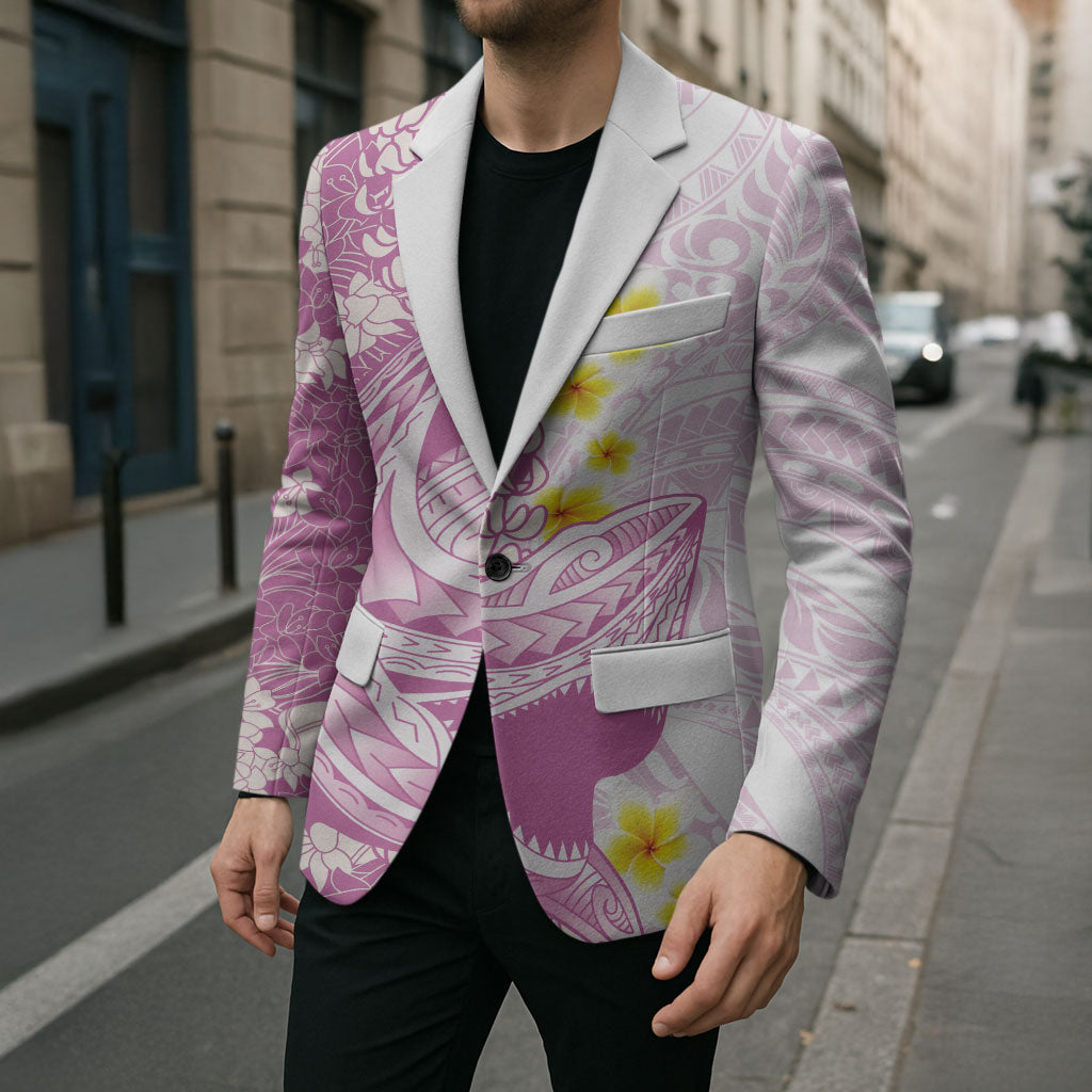 Purple Hawaii Shark Tattoo Blazer Puakenikeni Lei Plumeria Polynesian Pattern