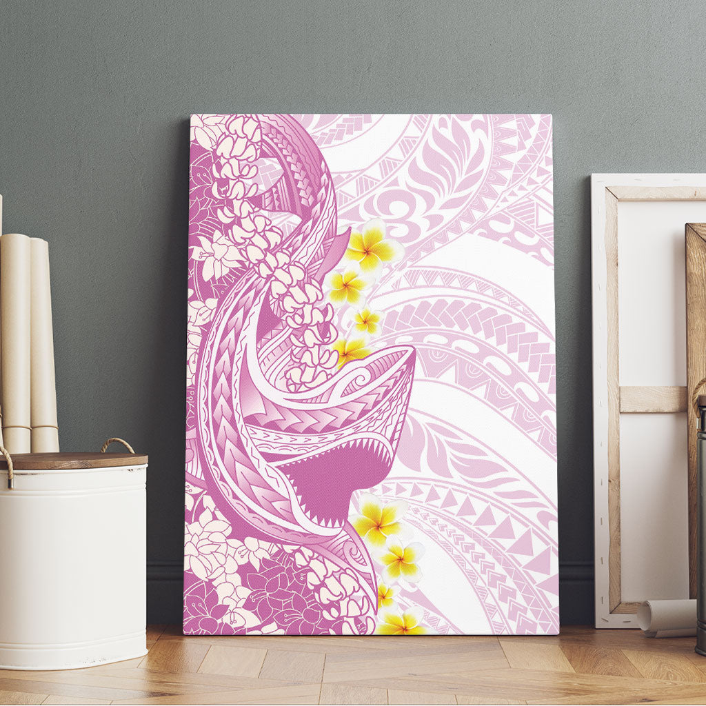 Purple Hawaii Shark Tattoo Canvas Wall Art Puakenikeni Lei Plumeria Polynesian Pattern