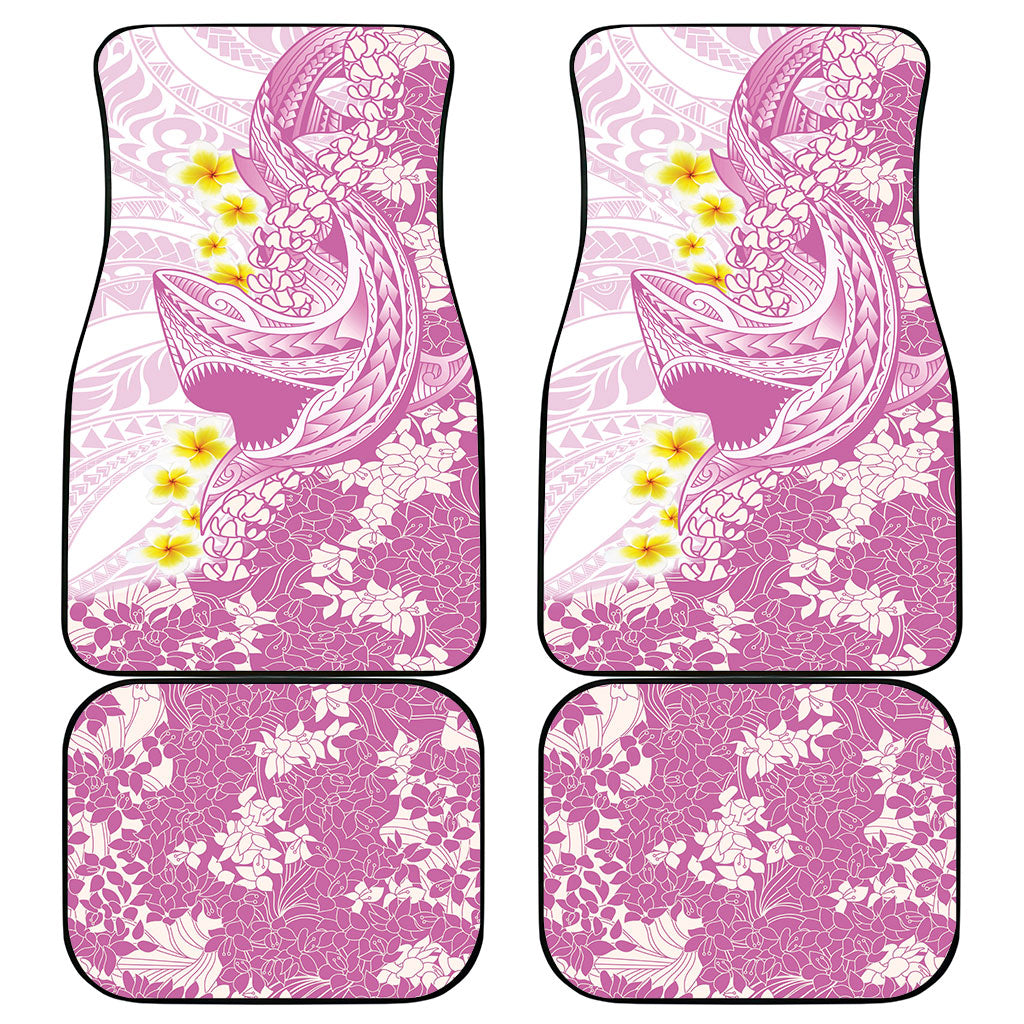 Purple Hawaii Shark Tattoo Car Mats Puakenikeni Lei Plumeria Polynesian Pattern