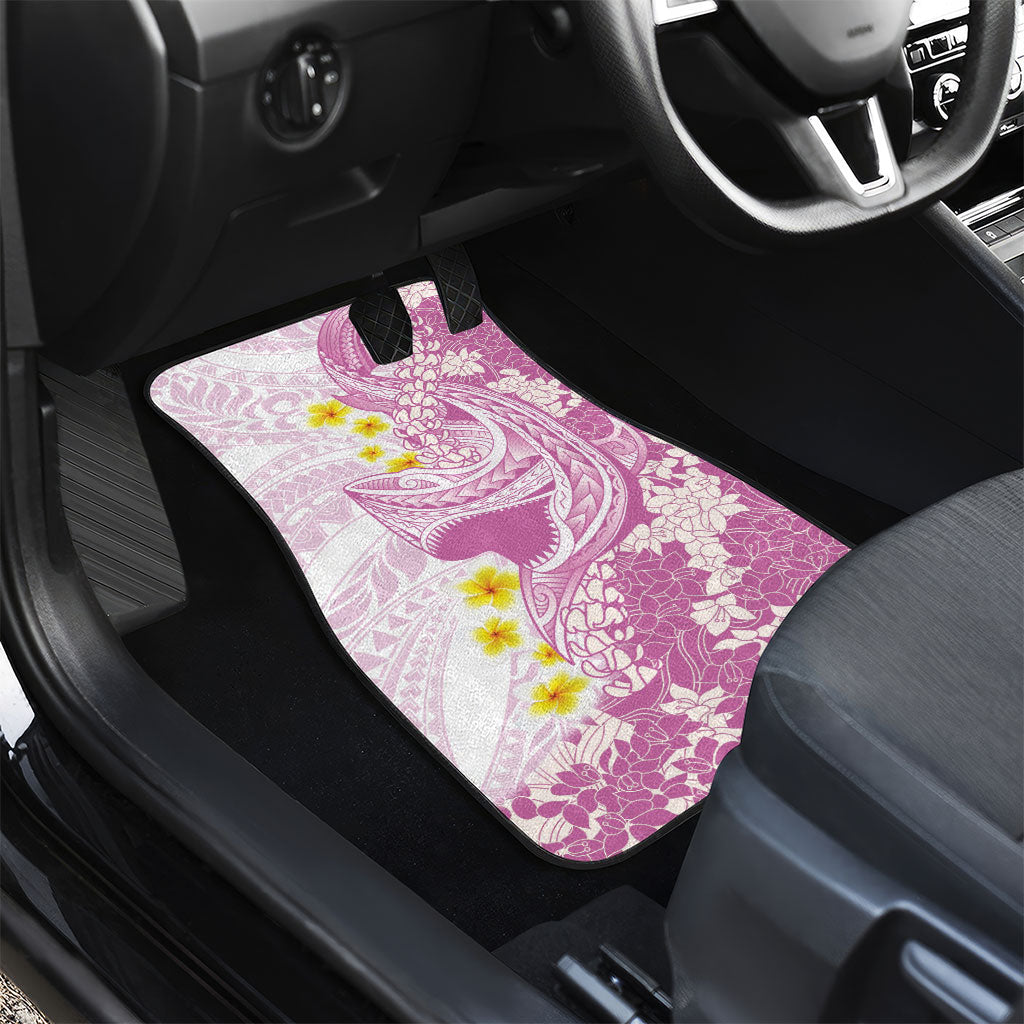 Purple Hawaii Shark Tattoo Car Mats Puakenikeni Lei Plumeria Polynesian Pattern