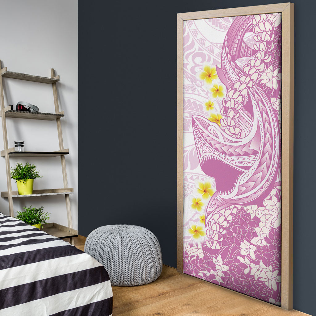 Purple Hawaii Shark Tattoo Door Cover Puakenikeni Lei Plumeria Polynesian Pattern