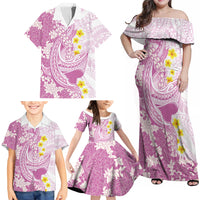 Purple Hawaii Shark Tattoo Family Matching Off Shoulder Maxi Dress and Hawaiian Shirt Puakenikeni Lei Plumeria Polynesian Pattern LT14 - Polynesian Pride