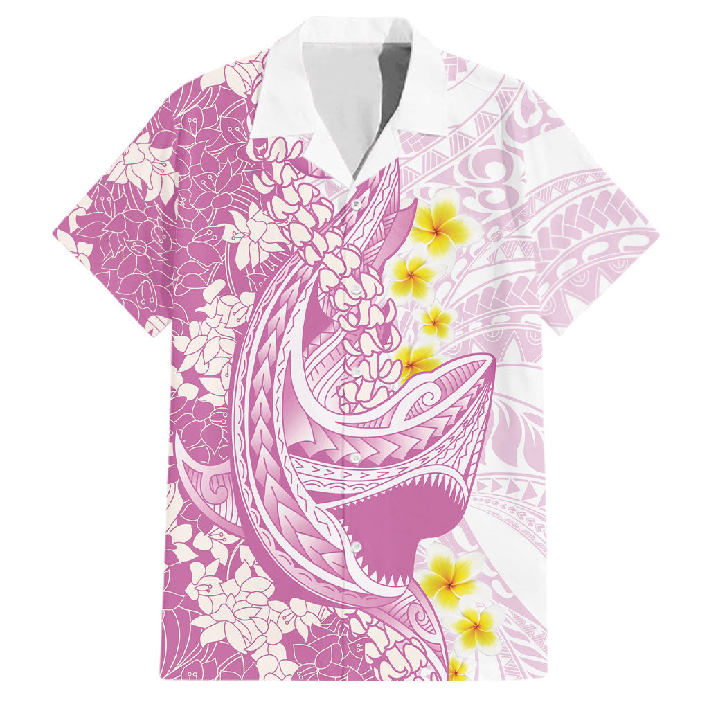 Purple Hawaii Shark Tattoo Family Matching Short Sleeve Bodycon Dress and Hawaiian Shirt Puakenikeni Lei Plumeria Polynesian Pattern LT14 Dad's Shirt - Short Sleeve Purple - Polynesian Pride