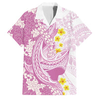 Purple Hawaii Shark Tattoo Family Matching Short Sleeve Bodycon Dress and Hawaiian Shirt Puakenikeni Lei Plumeria Polynesian Pattern LT14 Dad's Shirt - Short Sleeve Purple - Polynesian Pride