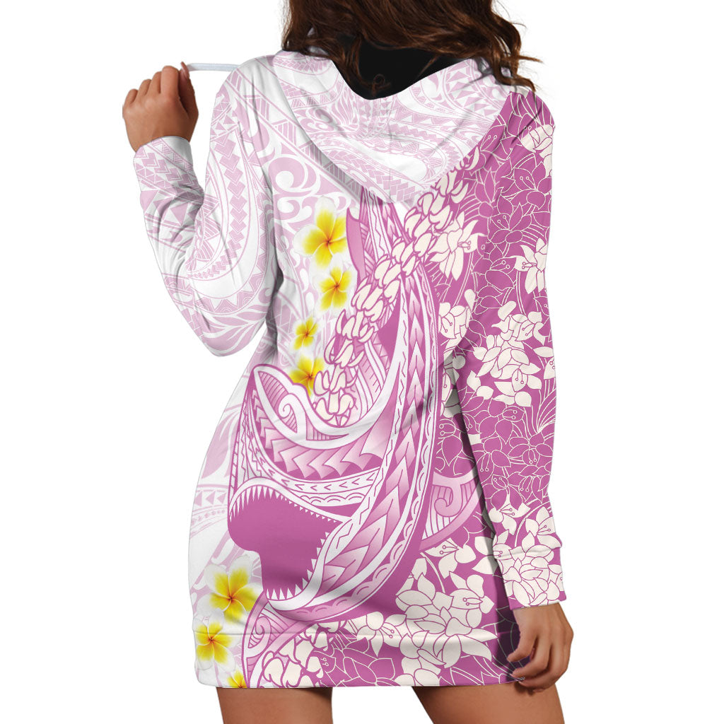 Purple Hawaii Shark Tattoo Hoodie Dress Puakenikeni Lei Plumeria Polynesian Pattern LT14 - Polynesian Pride