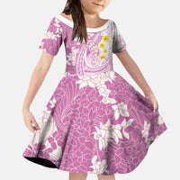 Purple Hawaii Shark Tattoo Kid Short Sleeve Dress Puakenikeni Lei Plumeria Polynesian Pattern LT14 KID Purple - Polynesian Pride