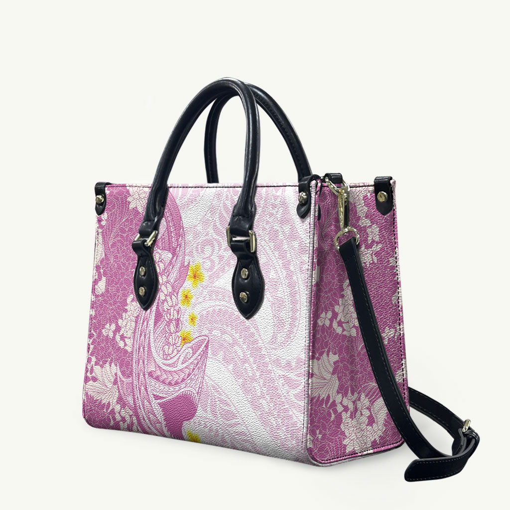 Purple Hawaii Shark Tattoo Leather Bag Puakenikeni Lei Plumeria Polynesian Pattern LT14 Purple - Polynesian Pride
