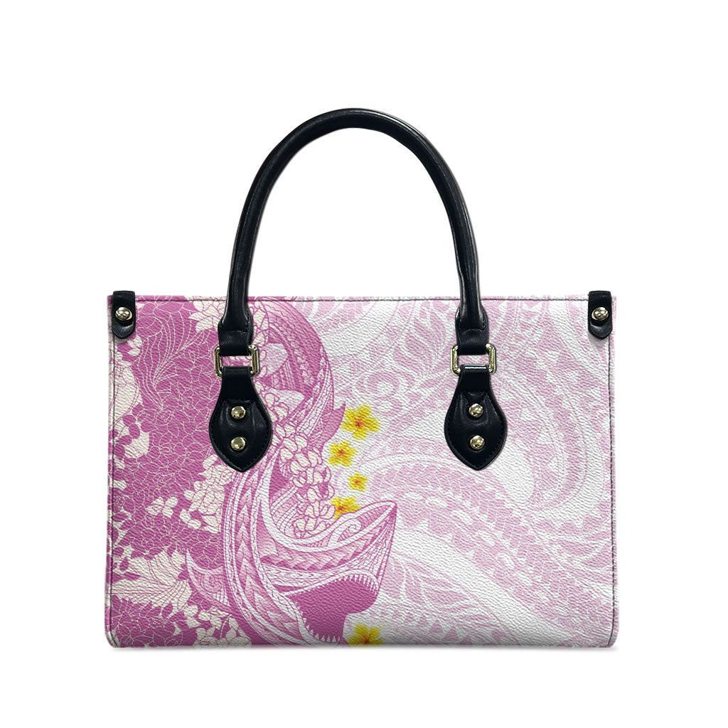 Purple Hawaii Shark Tattoo Leather Bag Puakenikeni Lei Plumeria Polynesian Pattern LT14 - Polynesian Pride