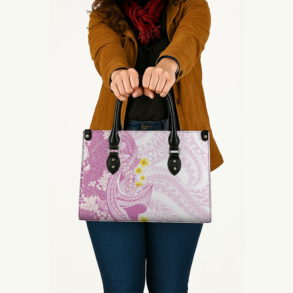 Purple Hawaii Shark Tattoo Leather Bag Puakenikeni Lei Plumeria Polynesian Pattern LT14 - Polynesian Pride