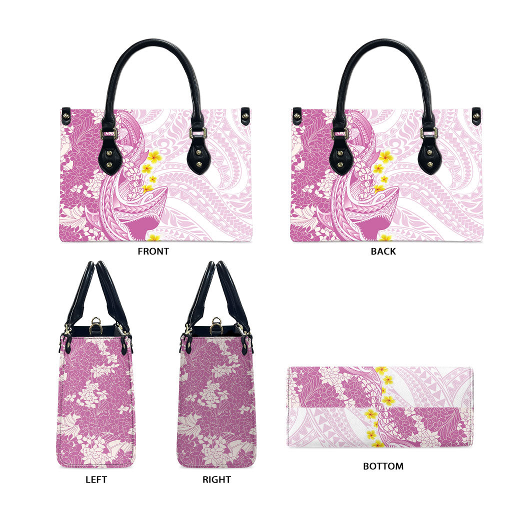 Purple Hawaii Shark Tattoo Leather Bag Puakenikeni Lei Plumeria Polynesian Pattern LT14 - Polynesian Pride