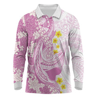 Purple Hawaii Shark Tattoo Long Sleeve Polo Shirt Puakenikeni Lei Plumeria Polynesian Pattern LT14 Purple - Polynesian Pride