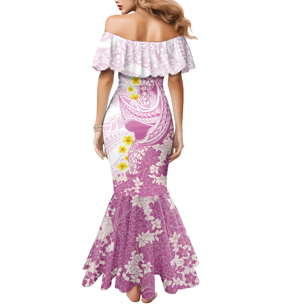 Purple Hawaii Shark Tattoo Mermaid Dress Puakenikeni Lei Plumeria Polynesian Pattern LT14 - Polynesian Pride