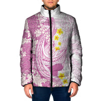 Purple Hawaii Shark Tattoo Padded Jacket Puakenikeni Lei Plumeria Polynesian Pattern