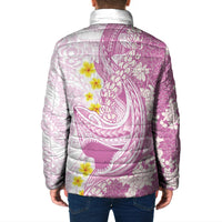 Purple Hawaii Shark Tattoo Padded Jacket Puakenikeni Lei Plumeria Polynesian Pattern