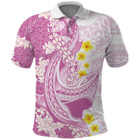Purple Hawaii Shark Tattoo Polo Shirt Puakenikeni Lei Plumeria Polynesian Pattern