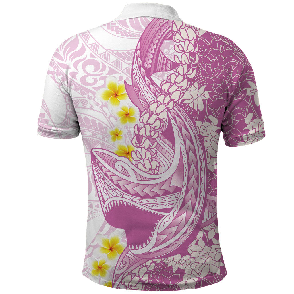 Purple Hawaii Shark Tattoo Polo Shirt Puakenikeni Lei Plumeria Polynesian Pattern
