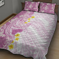 Purple Hawaii Shark Tattoo Quilt Bed Set Puakenikeni Lei Plumeria Polynesian Pattern