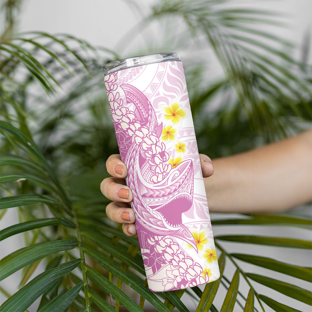 Purple Hawaii Shark Tattoo Skinny Tumbler Puakenikeni Lei Plumeria Polynesian Pattern LT14 - Polynesian Pride