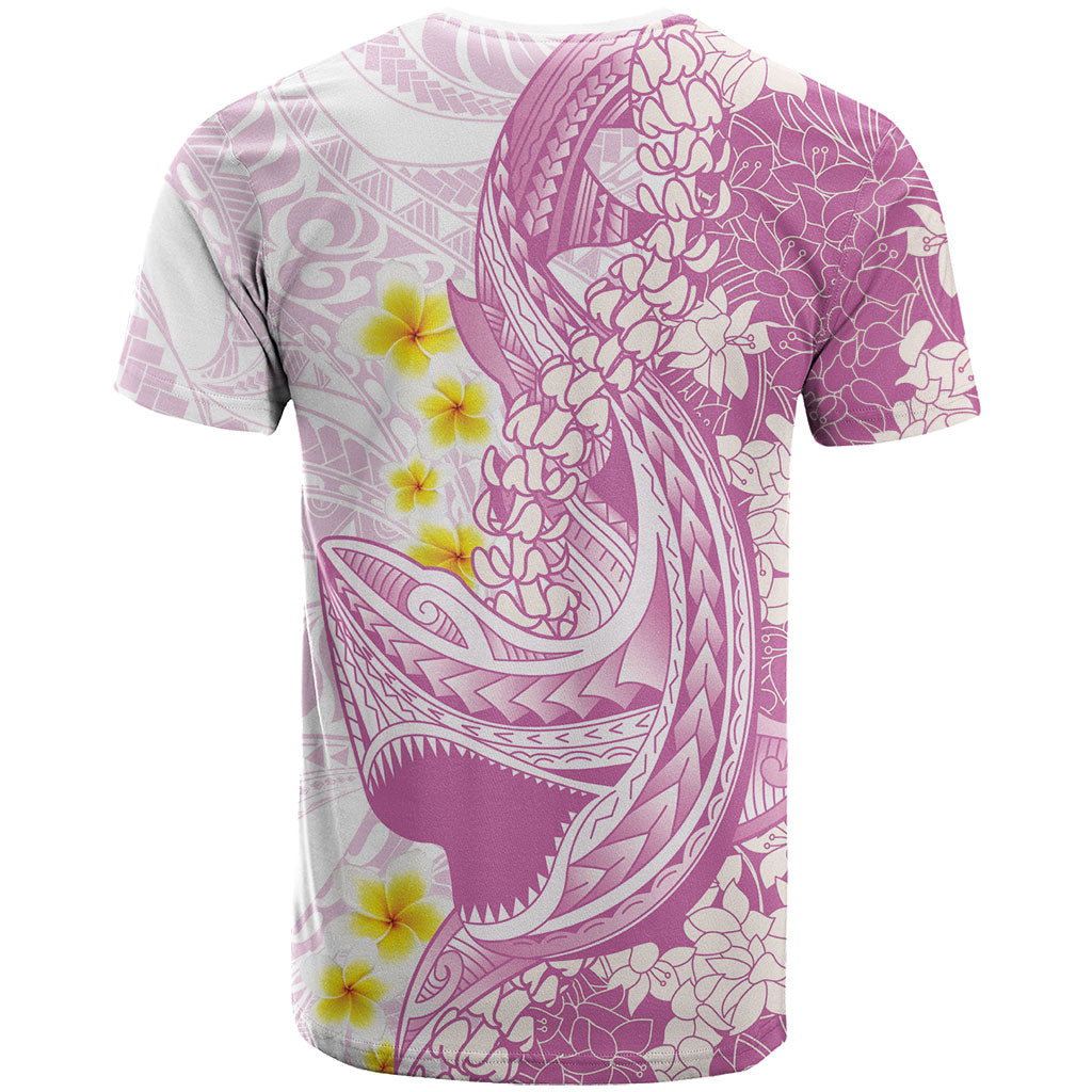 Purple Hawaii Shark Tattoo T Shirt Puakenikeni Lei Plumeria Polynesian Pattern