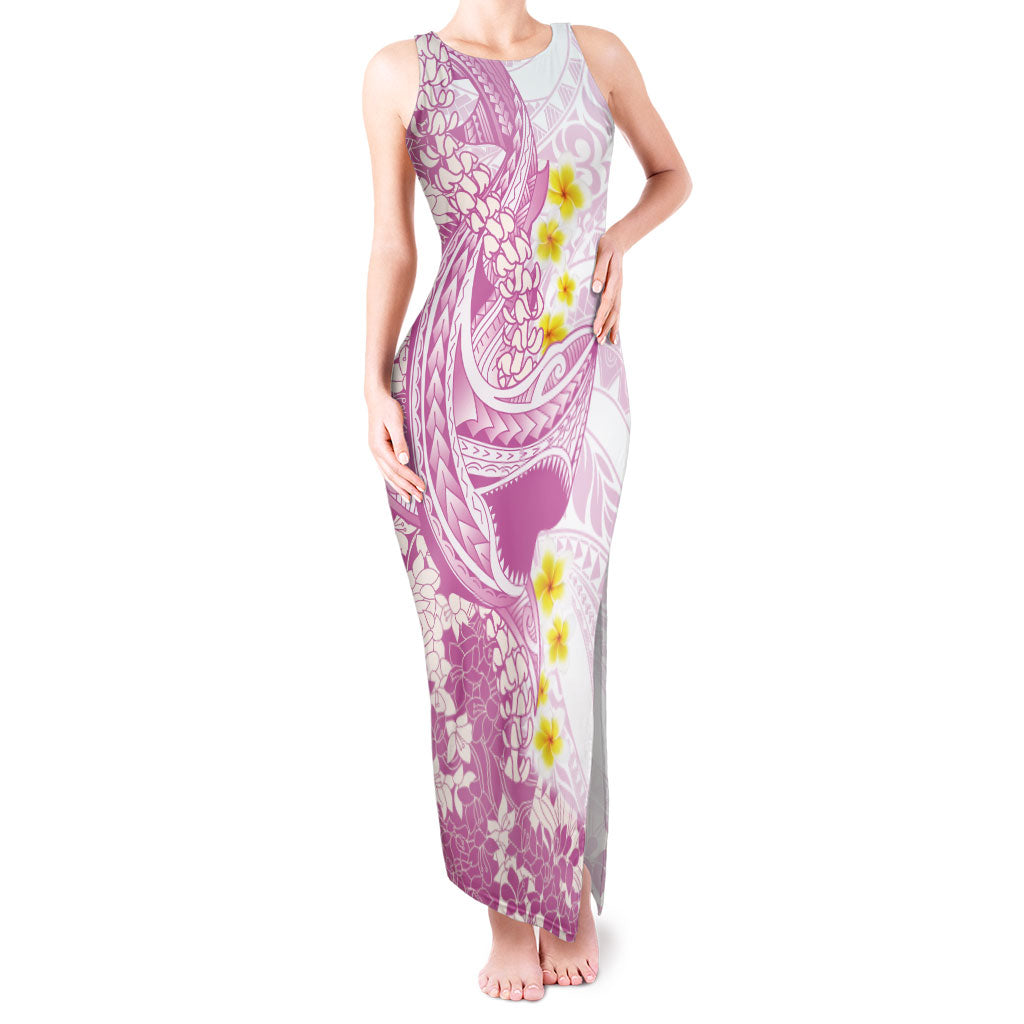 Purple Hawaii Shark Tattoo Tank Maxi Dress Puakenikeni Lei Plumeria Polynesian Pattern
