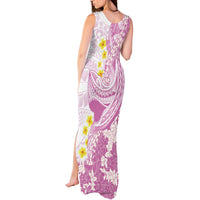 Purple Hawaii Shark Tattoo Tank Maxi Dress Puakenikeni Lei Plumeria Polynesian Pattern