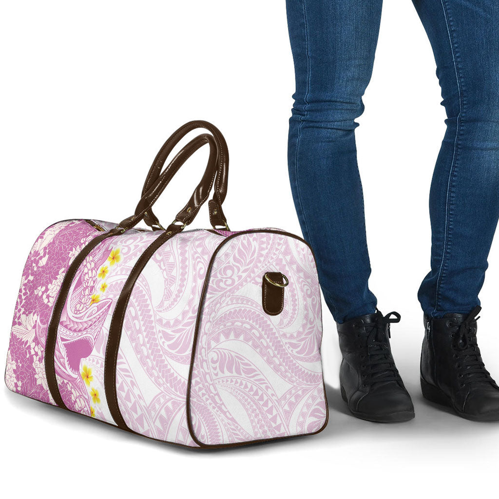 Purple Hawaii Shark Tattoo Travel Bag Puakenikeni Lei Plumeria Polynesian Pattern