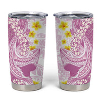 Purple Hawaii Shark Tattoo Tumbler Cup Puakenikeni Lei Plumeria Polynesian Pattern