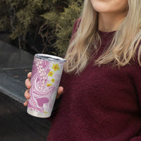 Purple Hawaii Shark Tattoo Tumbler Cup Puakenikeni Lei Plumeria Polynesian Pattern