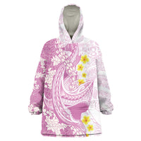 Purple Hawaii Shark Tattoo Wearable Blanket Hoodie Puakenikeni Lei Plumeria Polynesian Pattern LT14 One Size Purple - Polynesian Pride