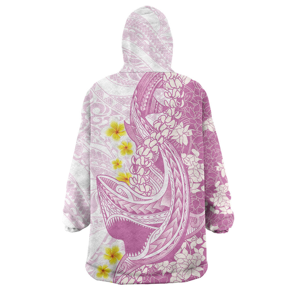 Purple Hawaii Shark Tattoo Wearable Blanket Hoodie Puakenikeni Lei Plumeria Polynesian Pattern LT14 - Polynesian Pride