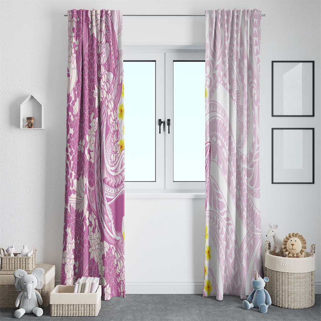 Purple Hawaii Shark Tattoo Window Curtain Puakenikeni Lei Plumeria Polynesian Pattern