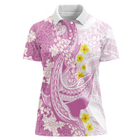 Purple Hawaii Shark Tattoo Women Polo Shirt Puakenikeni Lei Plumeria Polynesian Pattern LT14 Female Purple - Polynesian Pride