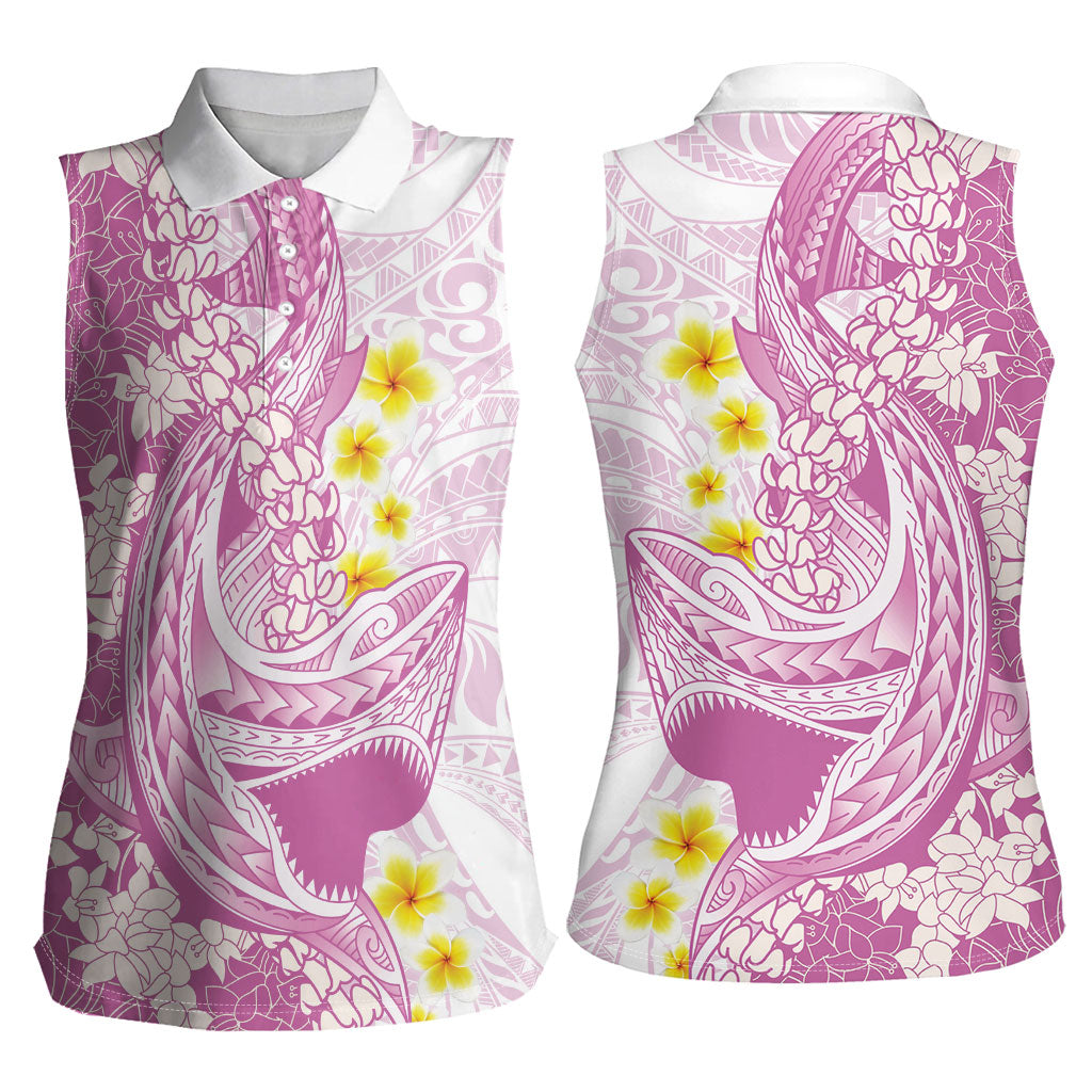 Purple Hawaii Shark Tattoo Women Sleeveless Polo Shirt Puakenikeni Lei Plumeria Polynesian Pattern LT14 - Polynesian Pride