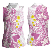 Purple Hawaii Shark Tattoo Women Sleeveless Polo Shirt Puakenikeni Lei Plumeria Polynesian Pattern LT14 - Polynesian Pride