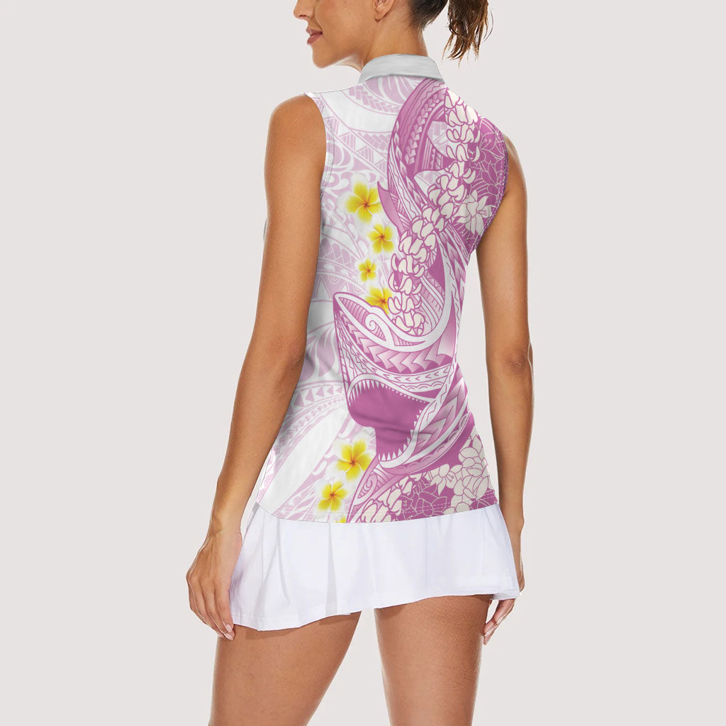 Purple Hawaii Shark Tattoo Women Sleeveless Polo Shirt Puakenikeni Lei Plumeria Polynesian Pattern LT14 - Polynesian Pride