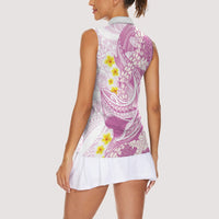 Purple Hawaii Shark Tattoo Women Sleeveless Polo Shirt Puakenikeni Lei Plumeria Polynesian Pattern LT14 - Polynesian Pride