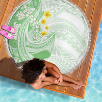 Green Hawaii Shark Tattoo Beach Blanket Puakenikeni Lei Plumeria Polynesian Pattern