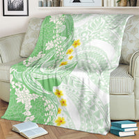 Green Hawaii Shark Tattoo Blanket Puakenikeni Lei Plumeria Polynesian Pattern