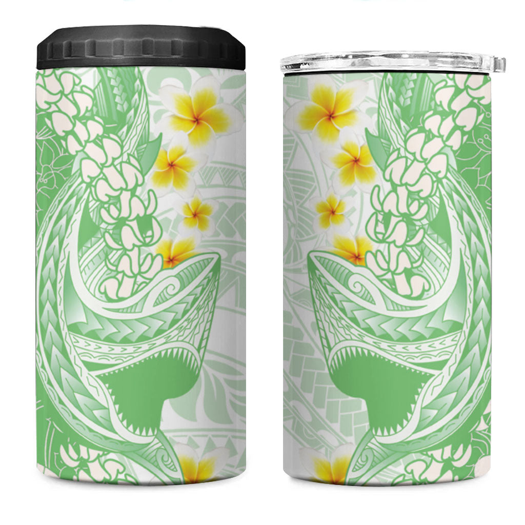Green Hawaii Shark Tattoo 4 in 1 Can Cooler Tumbler Puakenikeni Lei Plumeria Polynesian Pattern LT14 One Size: 16 oz Green - Polynesian Pride